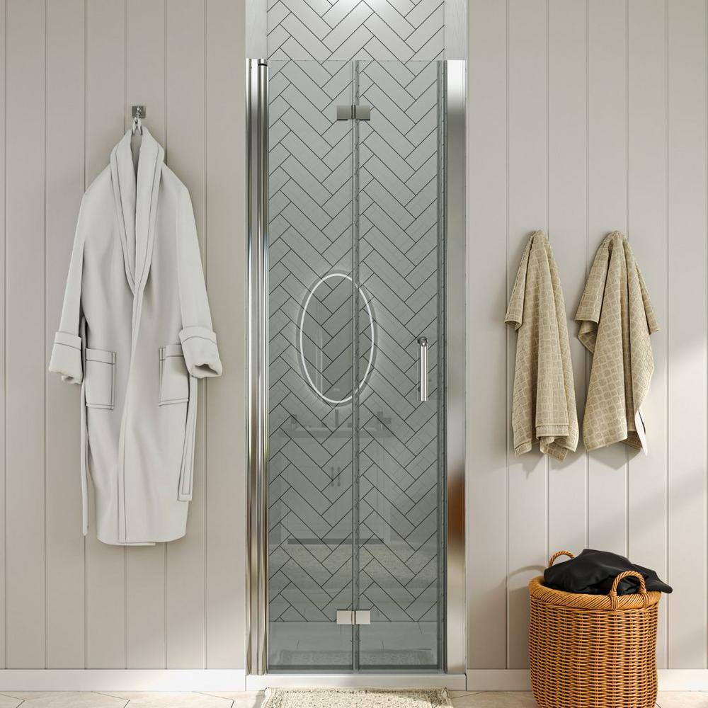 Chrome Frameless Bi-Fold Shower Door with Clear Glass