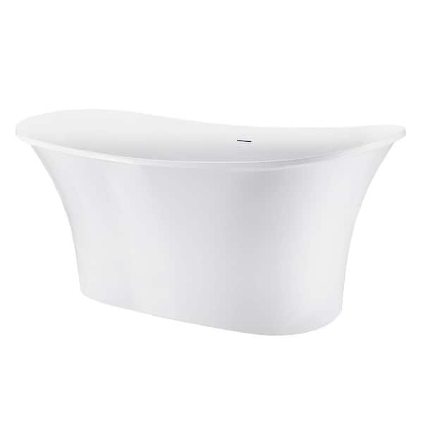 Aoibox Contemporary 66.93 in. x 30.71 in Soaking Bathtub with Reversible Drain in White