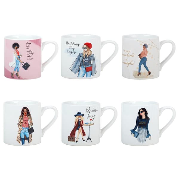 Certified International Girlfriends 20 oz. Assorted Colors Stoneware Beverage Mugs (Set of 6)