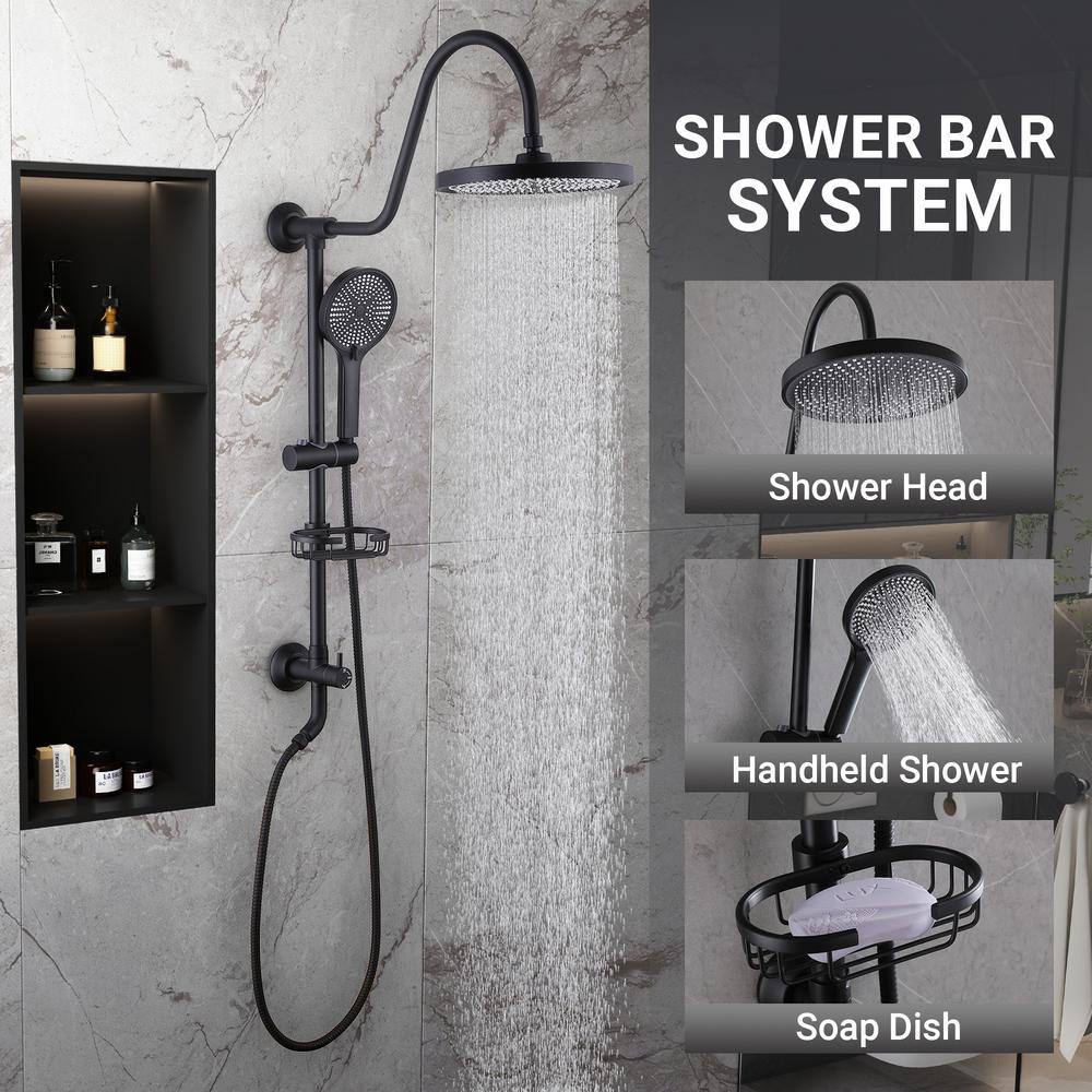 Matte Black Dual Shower Head with Handheld and Rainfall Spray