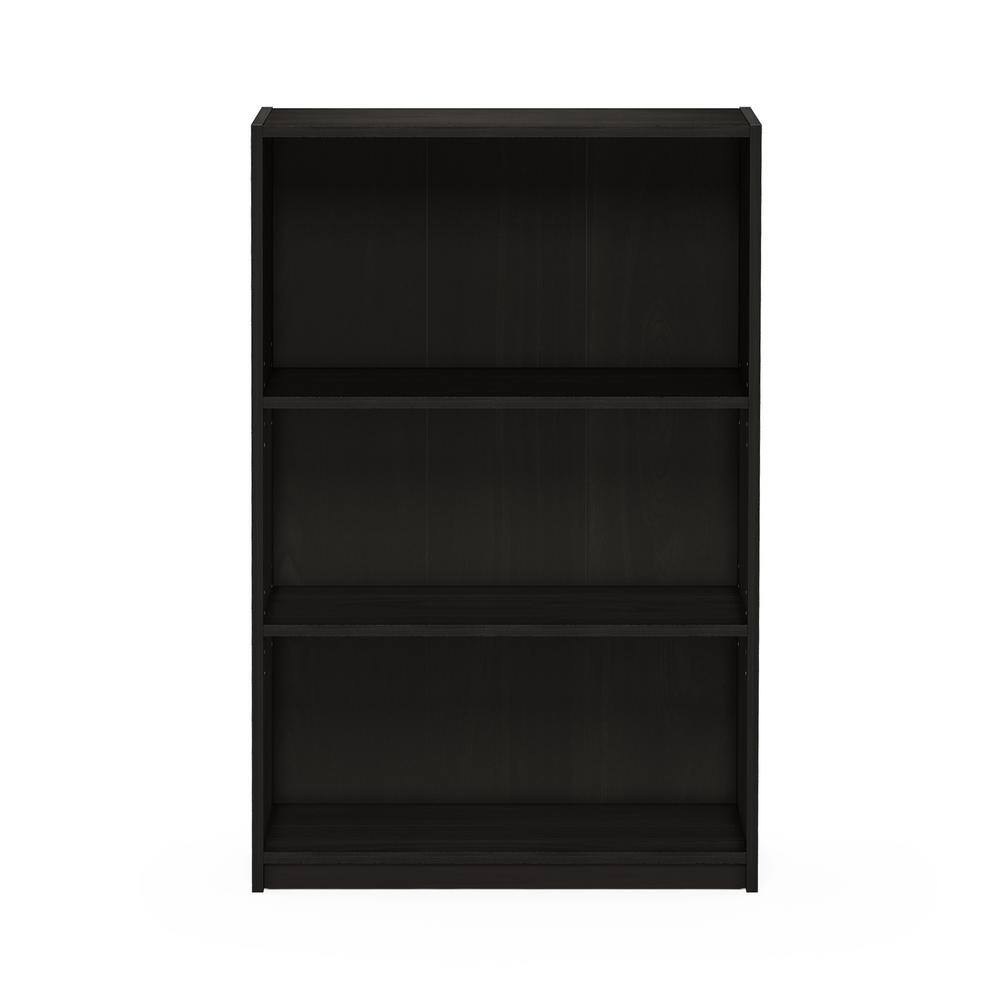 Espresso 3-Tier Adjustable Wood Shelf Bookcase
