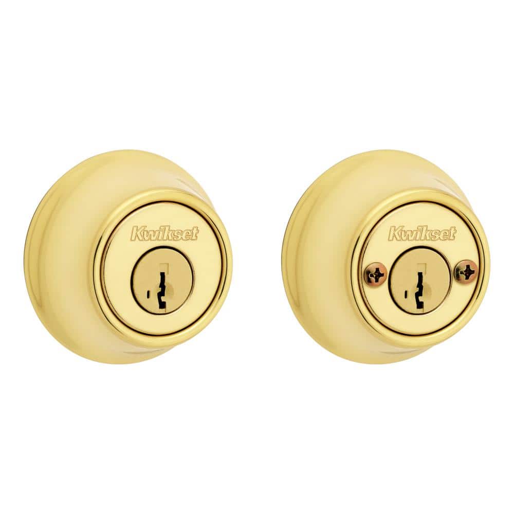 Kwikset 665 Polished Brass Double Cylinder Deadbolt featuring SmartKey  Security and Microban Technology T6653SMTCPRCALR The Home Depot
