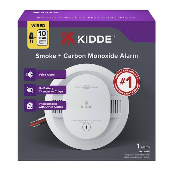 10-Year Battery and Hardwired Smoke and Carbon Monoxide Detector, Interconnectable, LED Lights and Voice Alarm 21032783