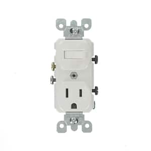 15 Amp Commercial Grade Combination Single Pole Toggle Switch and Receptacle, White