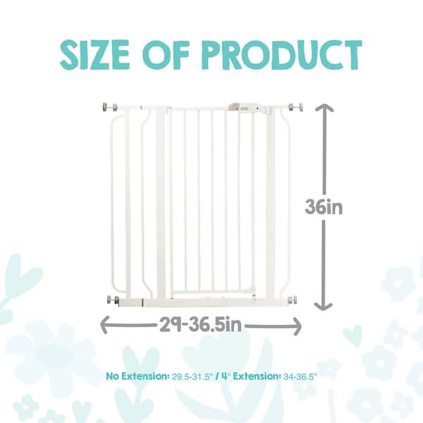 36 in. Extra Tall Easy Step Baby Gate, Fits 29 in. - 36.5 in., Pressure Mounted, White