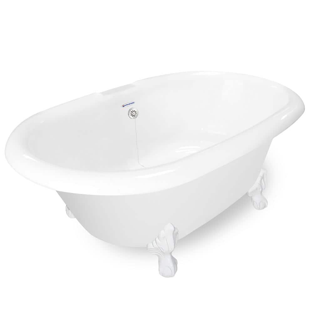 American Bath Factory 72 in. AcraStone Double Clawfoot NonWhirlpool Bathtub and Feet in White