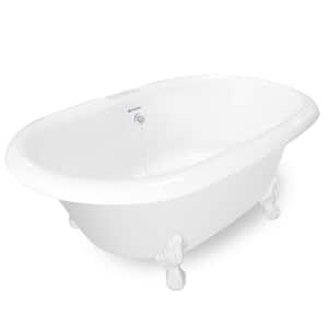 72 in. AcraStone Double Clawfoot Non-Whirlpool Bathtub and Feet in White