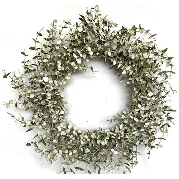 Glitzhome 24 in. Multi-Color Unlit Eva Artificial Christmas Wreath with Mini Eucalyptus