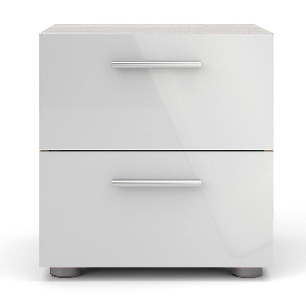 Austin 2-Drawer Oak and White High Gloss Nightstand