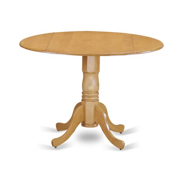 East West Furniture 5-Piece Natural Oak Finish Solid Wood Top Dining table with 4 Chairs with Slat Back