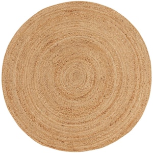 Natural Jute Natural 4 ft. x 4 ft. Solid Contemporary Round Area Rug