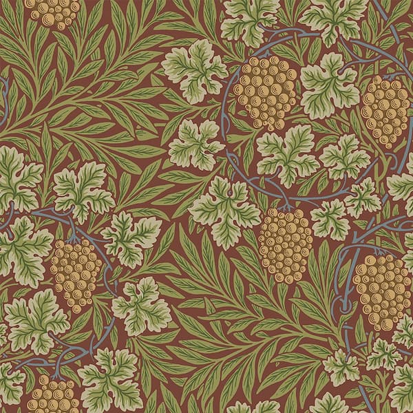 A-Street Prints Vine Woodland Fruits Red Non-Pasted Non Woven Wallpaper
