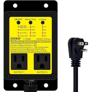 11.97 in. Yellow Multi-Functional Electrical System Protection Device with Surge Protector and 2-Outlets