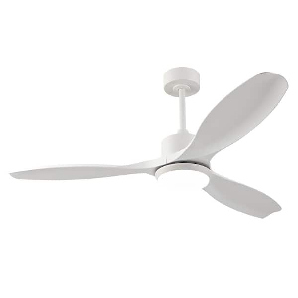 52 in. White 3 ABS Blades Downrod Standard Ceiling Fan with LED Light and Remote Included
