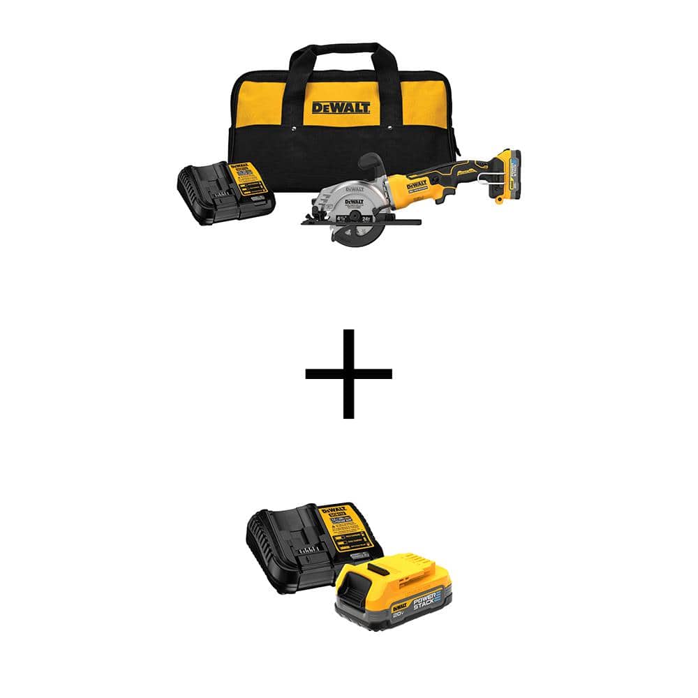 DEWALT Atomic 20-Volt Maximum Lithium-Ion Cordless Brushless 4-1/2 in. Circular Saw Kit with Two 1.7 Ah Battery and 2 Chargers -  DCS571E1WBP034C