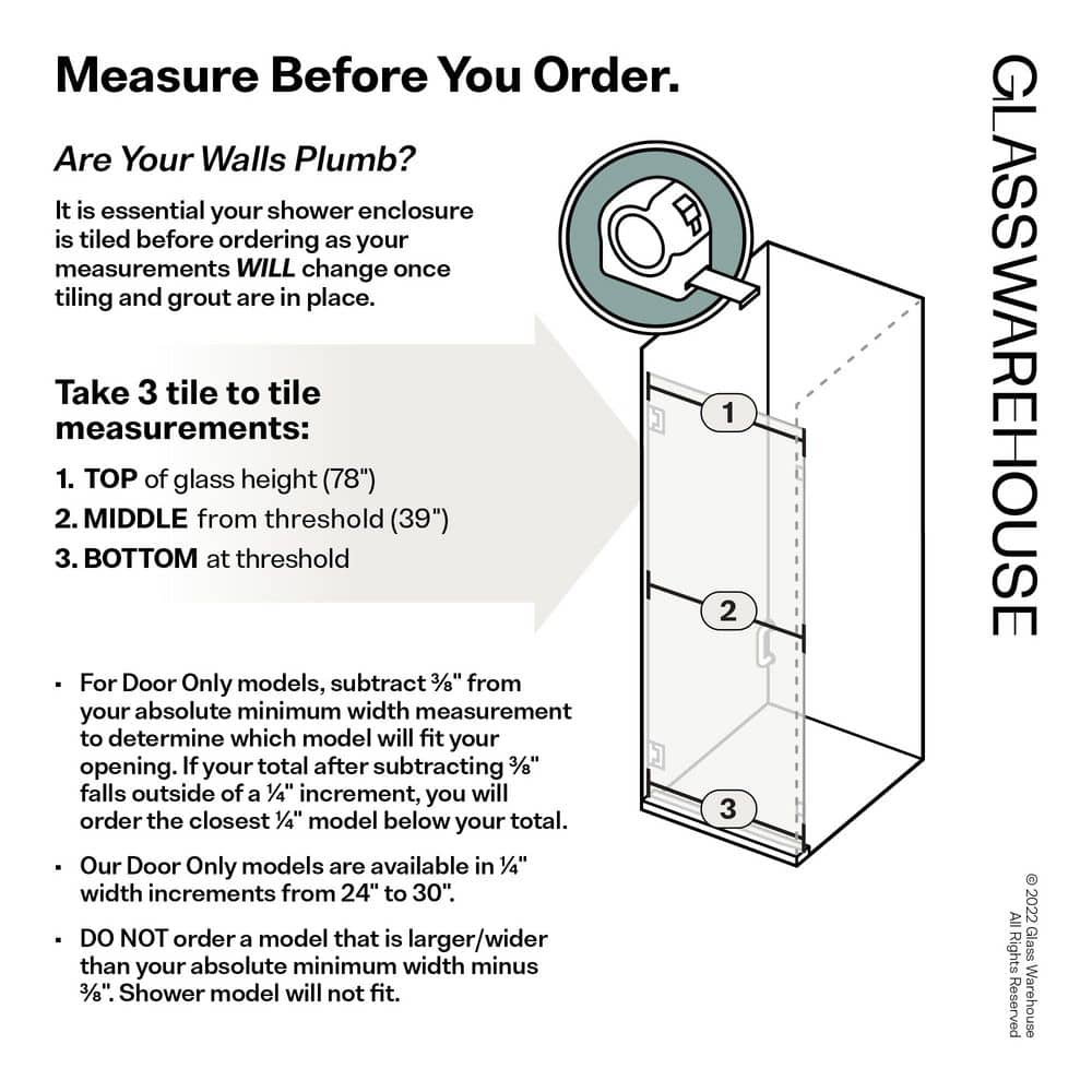 30 in. x 78 in. Clear Tempered Glass Frameless Pivot Shower Door in Brushed Nickel