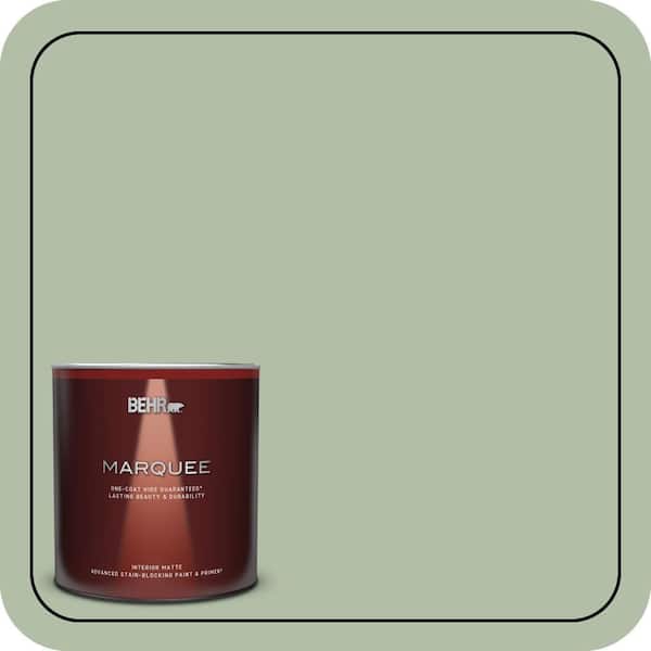 BEHR MARQUEE 1 qt. #S390-3 Creamy Spinach One-Coat Hide Matte Interior Paint & Primer