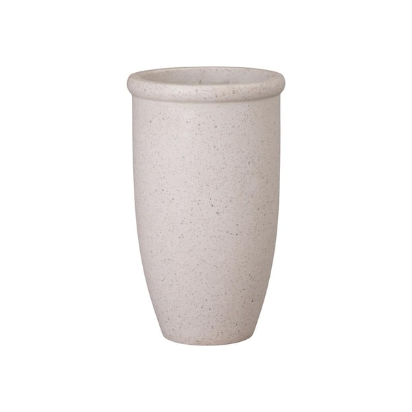 Emissary 10.5 in. L x 18 in. H White Terrazzo Round Planter