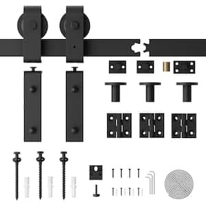 4 ft./48 in. Frosted Black Bi-Folding Sliding Barn Door Hardware Track Kit for Double Doors