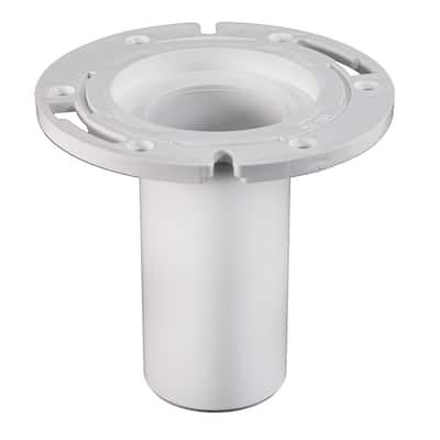 7 in. O.D. PVC Closet (Toilet) Flange with 6 in. Long Barrel and Plastic Adjustable Ring, fits Inside 3 in. Sch. 40 Pipe