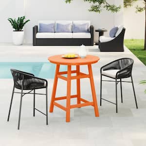 Laguna 35 in. Round HDPE Plastic All Weather Outdoor Patio Counter Height High Top Bistro Table in Orange