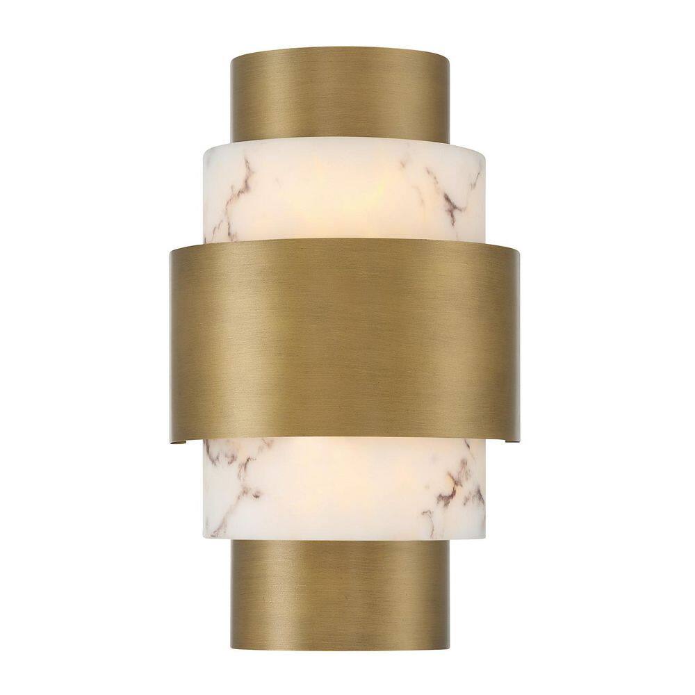 Davenport 10 in. W x 16 in. H 2-Light Antique Patina Wall Sconce with Faux Alabaster Shade price history on PriceWatchPro