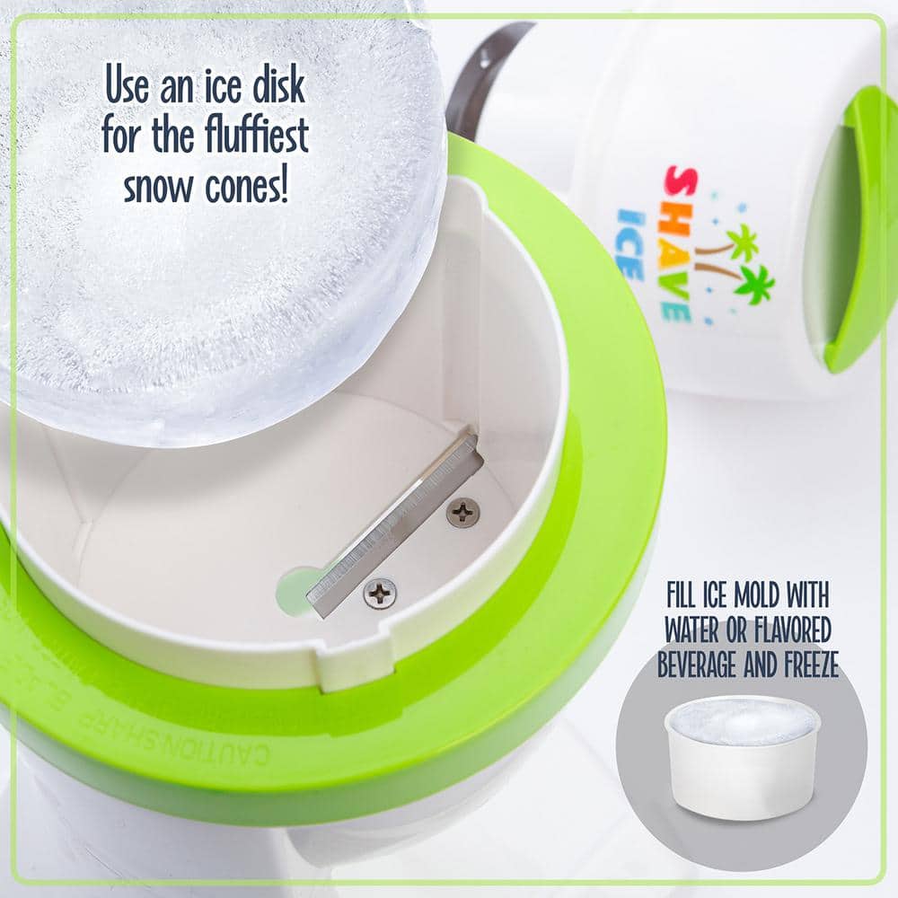 White and Green Stainless Steel Countertop Snow Cone Maker