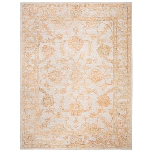 Abstract Beige/Gold 8 ft. x 10 ft. Floral Border Area Rug