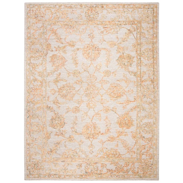 SAFAVIEH Abstract Beige/Gold 8 ft. x 10 ft. Floral Border Area Rug