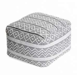 Chouteau Gray 22 in. x 22 in. x 16 in. Gray and Ivory Pouf