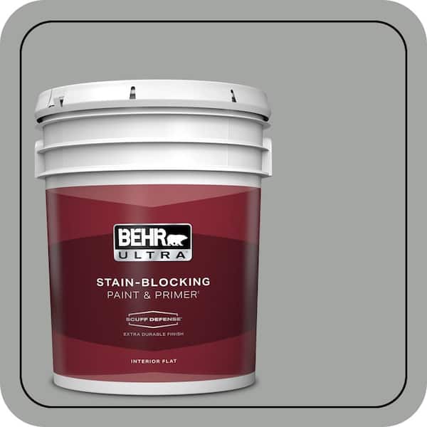 BEHR ULTRA 5 gal. #PPU25-04 Sharkskin Suit Extra Durable Flat Interior Paint & Primer