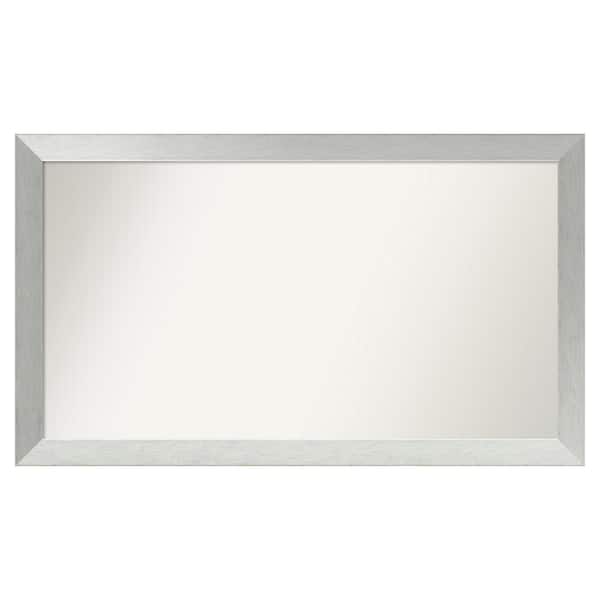 Amanti Art Brushed Sterling Silver 48 in. x 28 in. Custom Non-Beveled Wood Framed Bathroom Vanity Wall Mirror