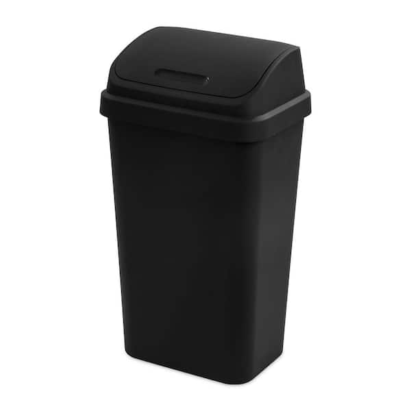 13 Gal. Black Kitchen Swing Top Lid Wastebasket Plastic Household Trash Can (8-Pack)