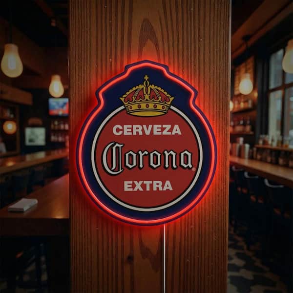 American Art Decor 17 in. x 14.5 in. Blue Cerveza Corona Extra