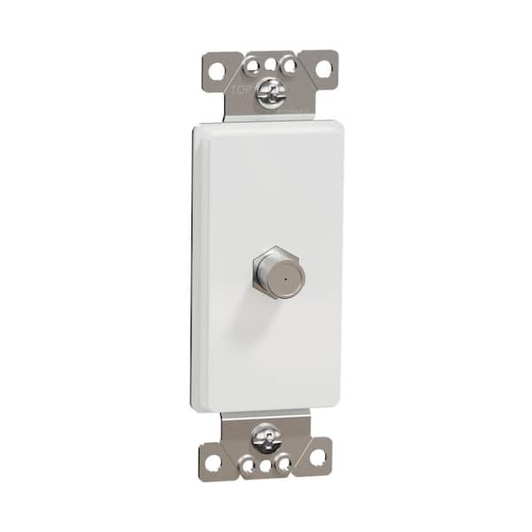 X Series 1-Gang Standard Coaxial CATV F Coupler Decorator Strap Metal Wall Plate Matte White