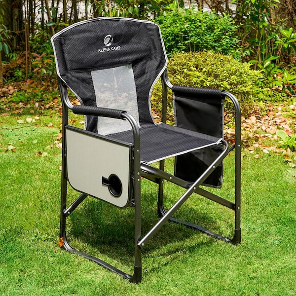 Oversized Heavy-Duty Camping Chair Folding Director Chair with Side Table