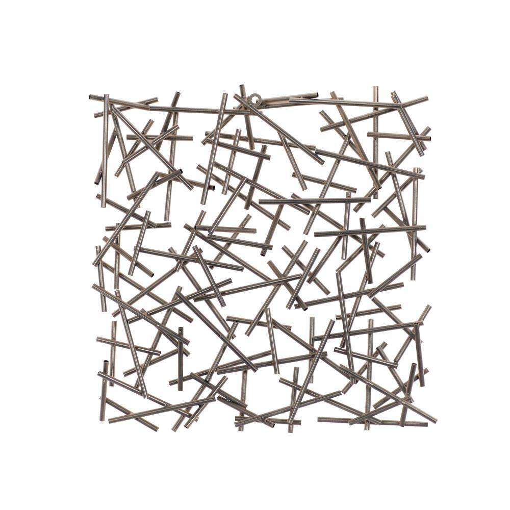 Silver Metal Abstract Geometric Wall Sculpture, 20" x 20"