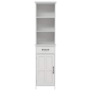 Anky 15.75 in. W x 11.81 in. D x 64.96 in. H White MDF Freestanding Linen Cabinet with Drawer, Door, 3 Shelfs in White