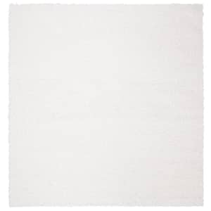 August Shag White 10 ft. x 10 ft. Solid Square Area Rug