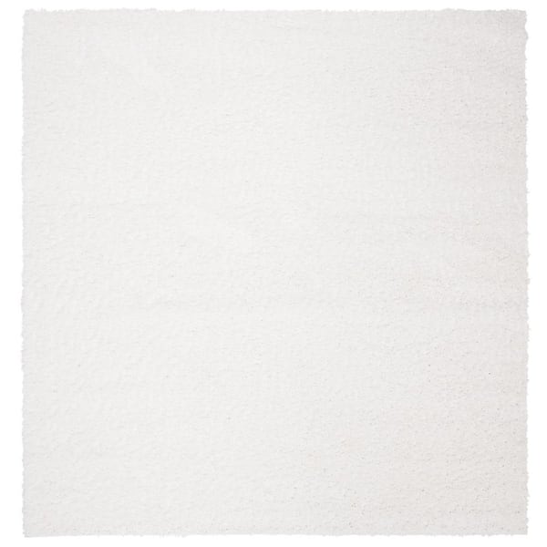 SAFAVIEH August Shag White 9 ft. x 9 ft. Square Solid Area Rug