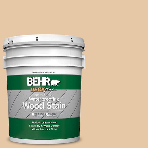 BEHR DECKplus 5 gal. #SC-133 Yellow Cream Solid Color Waterproofing Exterior Wood Stain