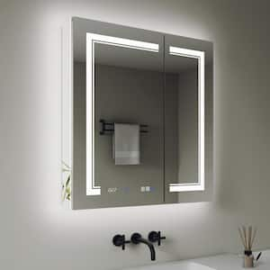 Delux2 30 in. W x 32 in. H Rectangular Recessed/Surface Mount Medicine Cabinet with Mirror, Backlit and Front Light