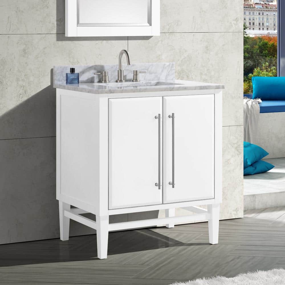 Mason 31'' White Solid Wood Vanity with Marble Top