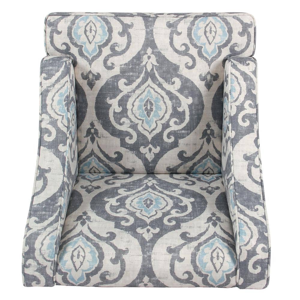 Suri Blue Classic Swoop Accent Chair with Wood Legs