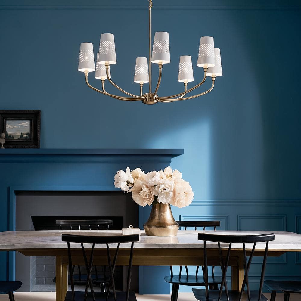 Adeena Brushed Natural Brass 8-Light Steel Chandelier