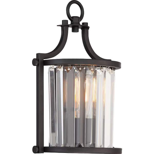 SATCO 1-Light Aged Bronze Wall Sconce with Crystal Shade