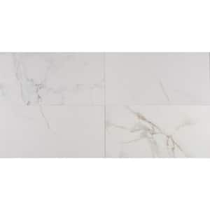 Pietra Carrara 12 in. x 24 in. Polished Porcelain Marble Look Floor and Wall Tile (16 sq. ft./Case)