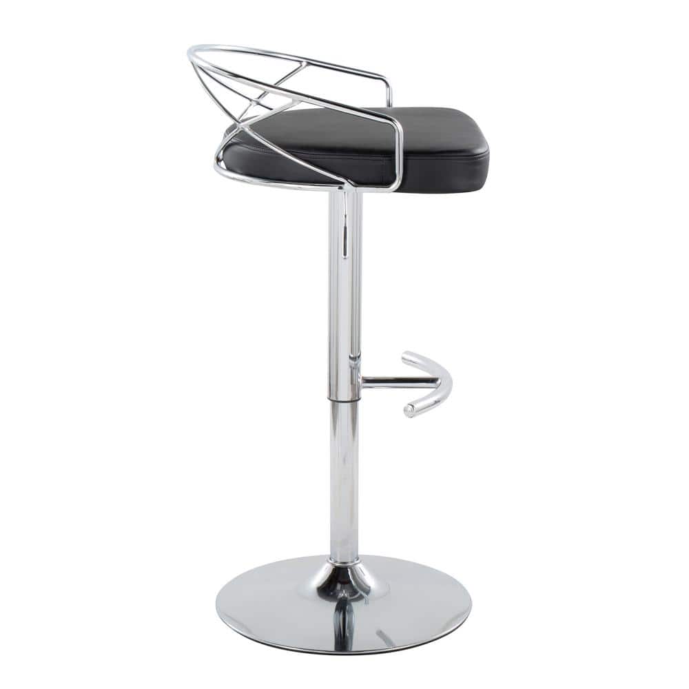 Set of 2 Black Adjustable Swivel Metal Barstools