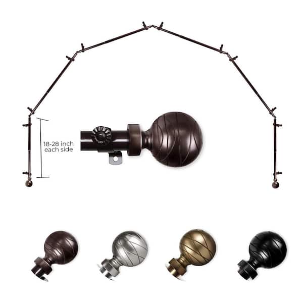 13/16" Arman 6-Sided Bay Window Curtain Rod (18-28 inch each side)-Cocoa