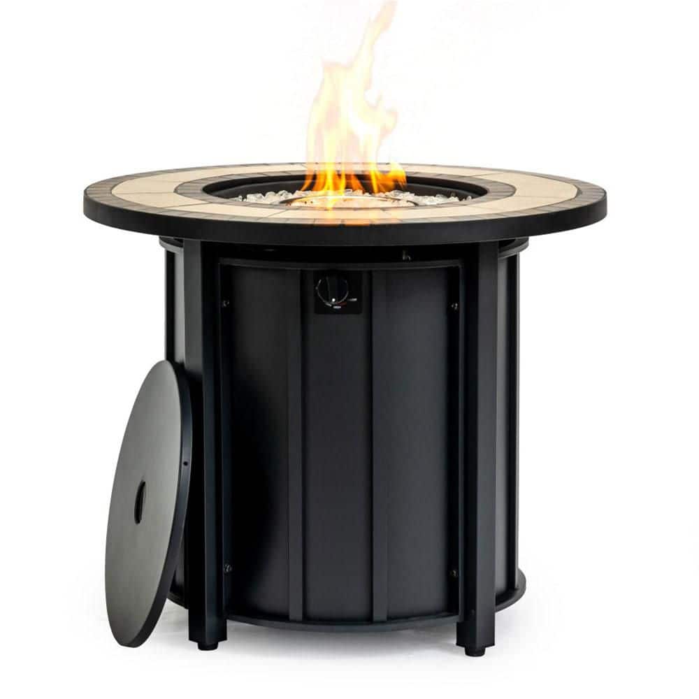 30 in. 50000 BTU Propane Fire Pit Table, Round Patio/Deck/Backyard Heater with Mosaic Ceramic Tabletop Glass Beads Black price history on PriceWatchPro